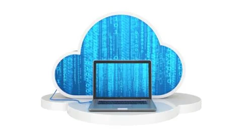 Cloud computing, laptop Stock Illustration