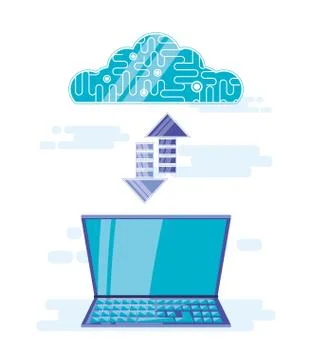 Cloud computing with laptop 스톡 일러스트