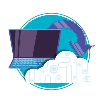 Cloud computing with laptop Stock Illustration