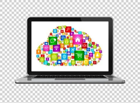 Cloud Computing Laptop Stock Illustration