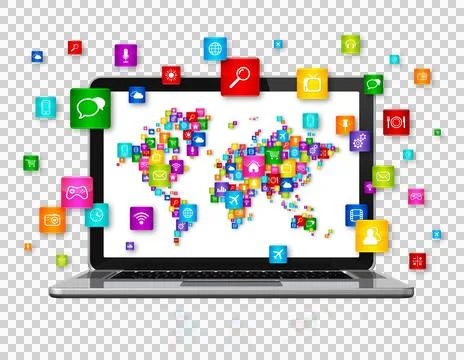 Cloud Computing Laptop Stock Illustration