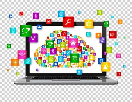 Cloud Computing Laptop Stock Illustration