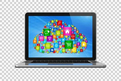 Cloud Computing Laptop Stock Illustration