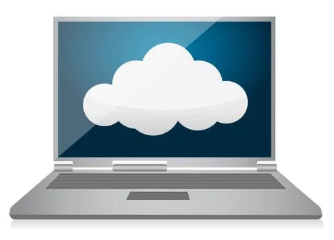 Cloud computing laptop illustration design over a white background Stock Illustration