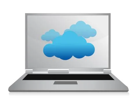 Cloud computing laptop illustration design over white Stock Illustration