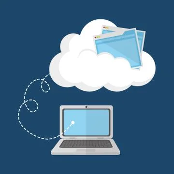 Cloud computing laptop web hosting design Illustrazione stock