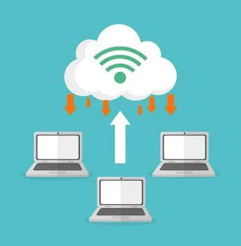 Cloud computing laptop web hosting design 스톡 일러스트