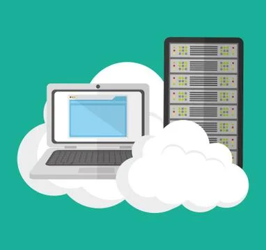 Cloud computing laptop web hosting design Stock Illustration