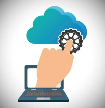 Cloud computing laptop web hosting design Illustrazione stock