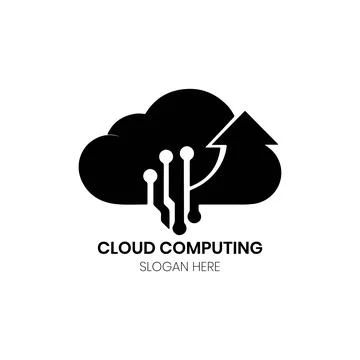 Cloud Computing Lightning Logo Design with High Speed Data Flow Stock Illustration