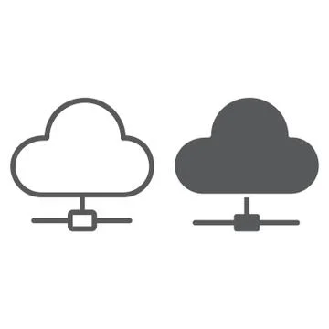 Cloud computing line and glyph icon 스톡 일러스트