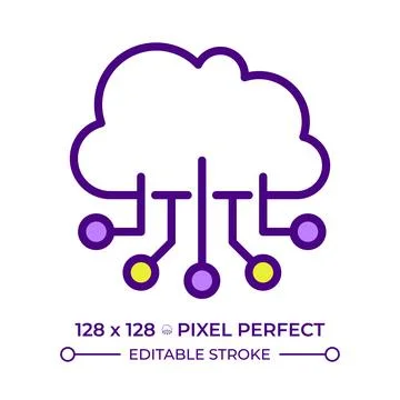 Cloud computing line color icon 스톡 일러스트