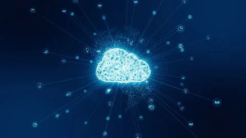Cloud computing with line connection futuristic technology background loop video Stock Footage 154807978