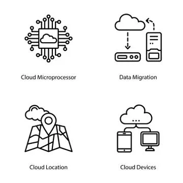 Cloud Computing Line Design Illustrazione stock