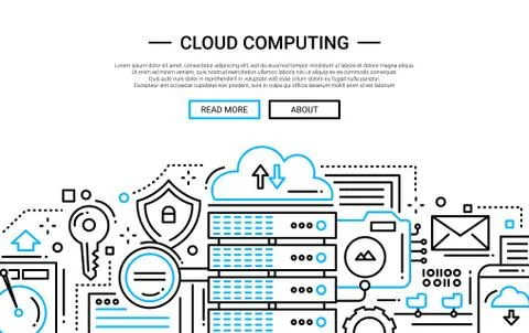 Cloud Computing - line design website banner Stock Illustration