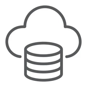 Cloud computing line icon, data and analytics Stock Illustration