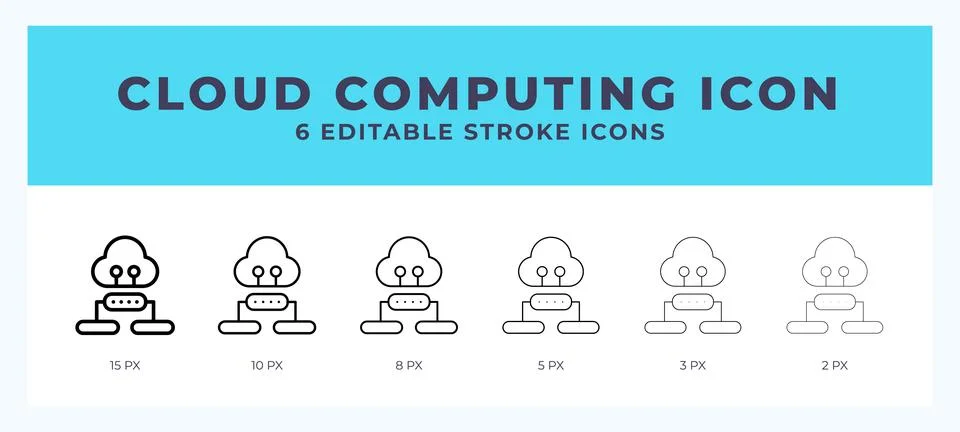 Cloud computing line icon with different stroke. Vector illustration. Illustrazione stock