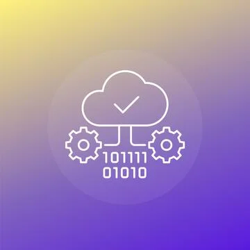 Cloud computing line icon with gradient Stockillustratie
