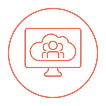 Cloud computing line icon Stock Illustration