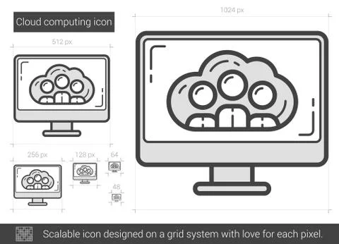 Cloud computing line icon Illustrazione stock