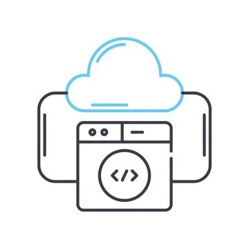 Cloud computing line icon, outline symbol, vector illustration, concept sign 스톡 일러스트