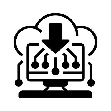 Cloud Computing Line Icon, Outline Symbol for Online Processing, Digital In.. 스톡 일러스트