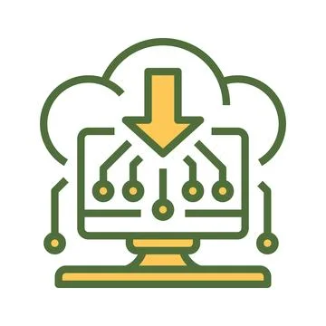 Cloud Computing Line Icon, Outline Symbol for Online Processing, Digital In.. Illustrazione stock