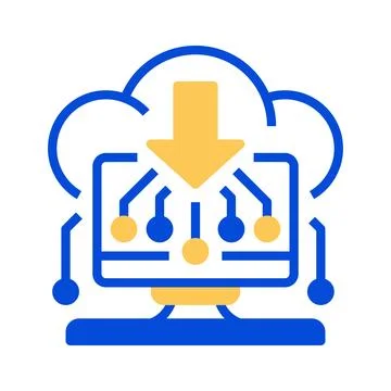 Cloud Computing Line Icon, Outline Symbol for Online Processing, Digital In.. Stock Illustration