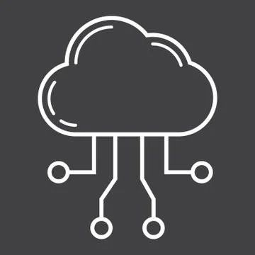 Cloud computing line icon, seo and development, Illustrazione stock