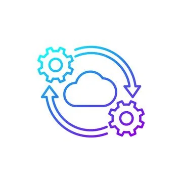 Cloud computing line icon on white 스톡 일러스트