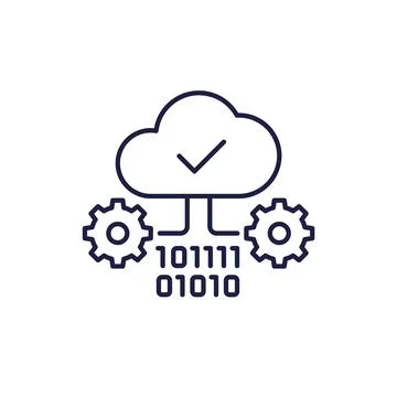 Cloud computing line icon on white, vector Stock Illustration