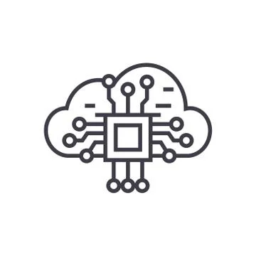 Cloud computing linear icon, sign, symbol, vector on isolated background Illustrazione stock