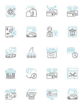 Cloud computing linear icons set. Virtualization, Scalability, Agility Stock Illustration