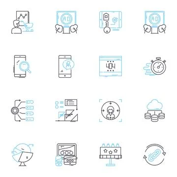 Cloud computing linear icons set. Scalability, Virtualization, Agility Stock Illustration
