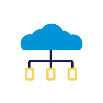 Cloud computing with lines network lineal color style Stock Illustration