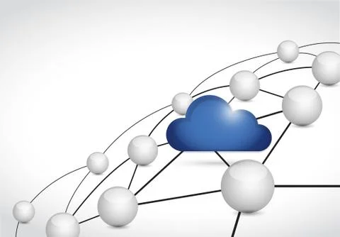 Cloud computing link network connections 库存插图