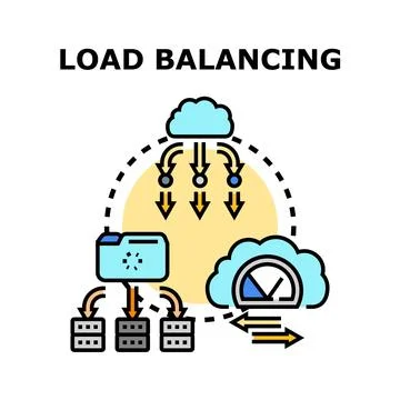 Cloud computing load balancing network data distribution concept Illustrazione stock
