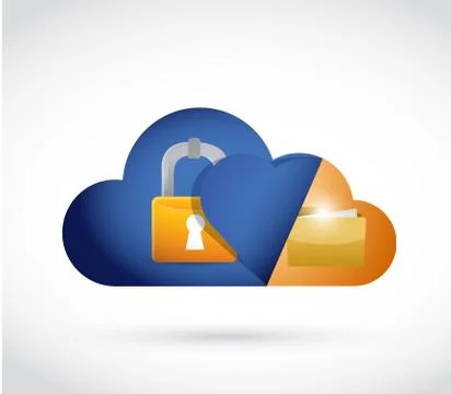 Cloud computing lock and folder Illustrazione stock