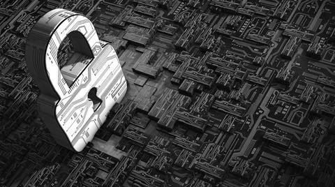 Cloud computing lock cyber security from virus attack over encrypted digital  Stock Illustration