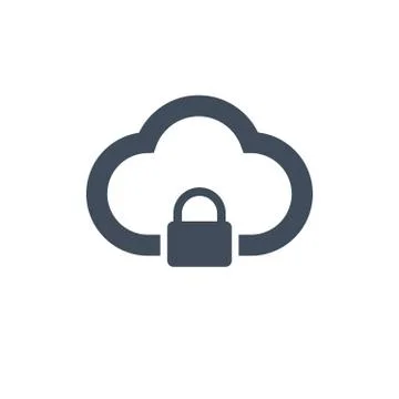 Cloud computing lock icon isolated on clean background. Cloud protection icon Illustrazione stock