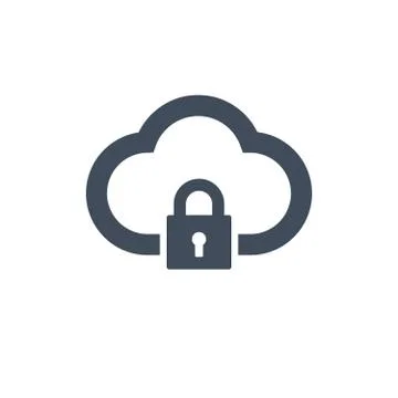 Cloud computing lock icon isolated on clean background. Cloud protection icon Stock Illustration