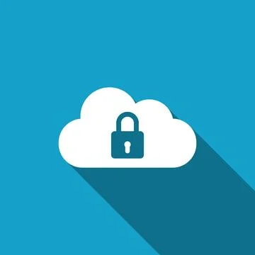 Cloud computing lock icon isolated with long shadow. Cloud protection icon Illustrazione stock