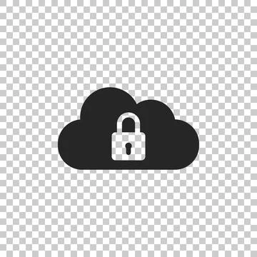 Cloud computing lock icon isolated on transparent background. Cloud protection Illustrazione stock