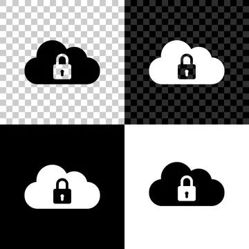 Cloud computing lock icon isolated on black, white and transparent background Stock Illustration
