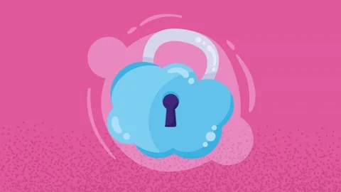 Cloud computing lock with keyhole motion graphic animation demonstrating di.. Vídeos de archivo 333302884