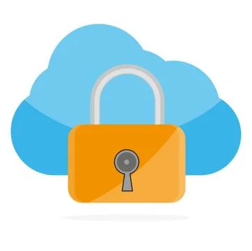 Cloud computing lock security concept vector illustration on a white backgrou Stock Illustration