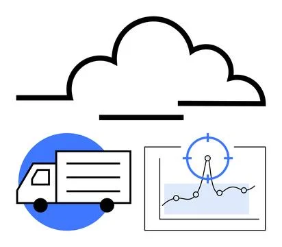 Cloud computing, logistics, data analysis, supply chain management, business  스톡 일러스트