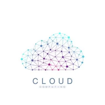 Cloud computing logo concept. Database storage services web technology banner Illustrazione stock