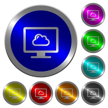 Cloud computing luminous coin-like round color buttons Stockillustratie
