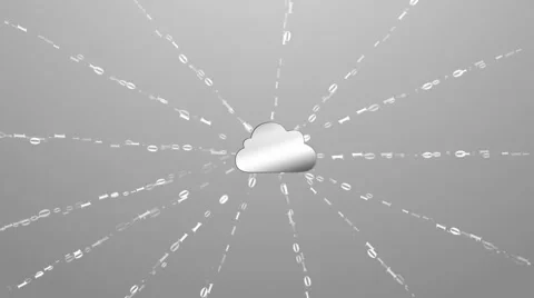 Cloud computing made with binary code concept. Flow of information to the cloud Stock Footage 49174342